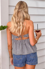 Aspen Black Gingham Halter Top Image