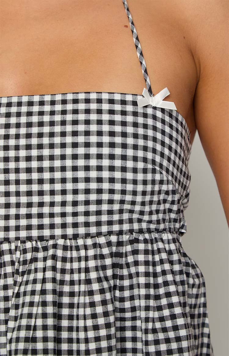 Aspen Black Gingham Halter Top Image