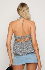 Aspen Black Gingham Halter Top Image
