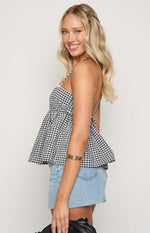 Aspen Black Gingham Halter Top Image
