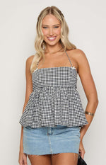 Aspen Black Gingham Halter Top Image