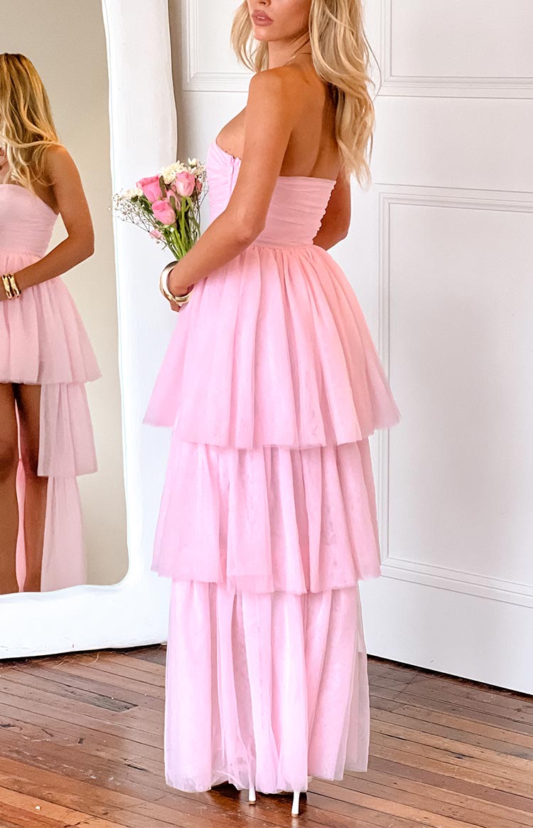 Avery Pink High-Low Maxi Dress Image