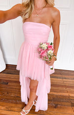 Avery Pink High-Low Maxi Dress Image