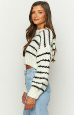 Belmont White Striped Sweater Image