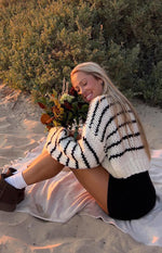 Belmont White Striped Sweater Image
