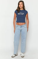 Clara Star Light Wash Denim Low Rise Jeans