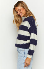 Cotton Candy Navy Stripe Knit Jumper Image