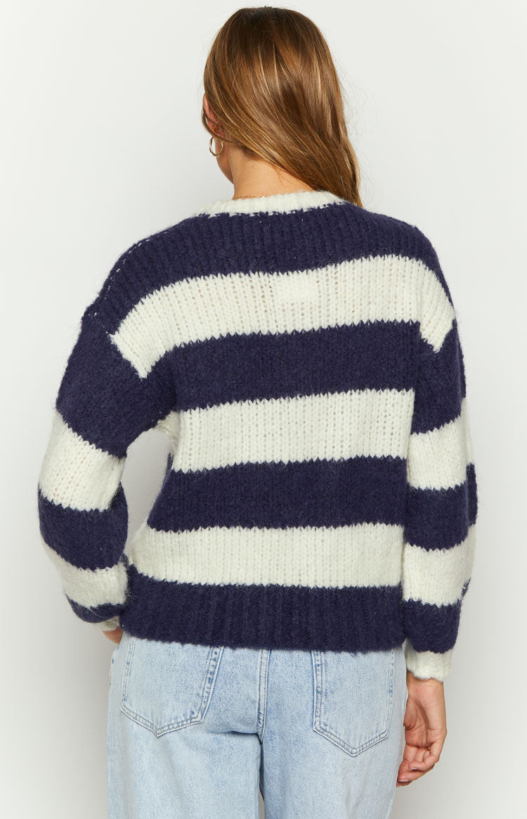 Cotton Candy Navy Stripe Knit Jumper Image