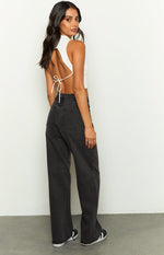 Kansis Washed Black Uneven Waist Jeans Image