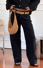 She's Yours Black Wide Leg Boyfriend Jeans Image