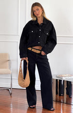 She's Yours Black Wide Leg Boyfriend Jeans Image